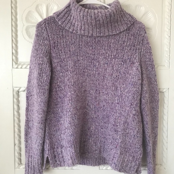 Warm Lavender Fuzzy Turtleneck Sweater - Picture 1 of 3